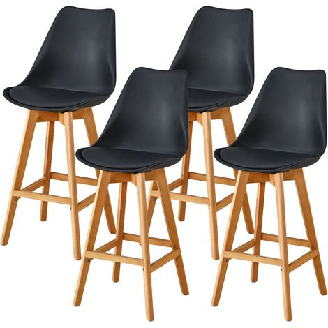 Lot de 4 tabourets scandinaves HOBAG LAURY - Noir