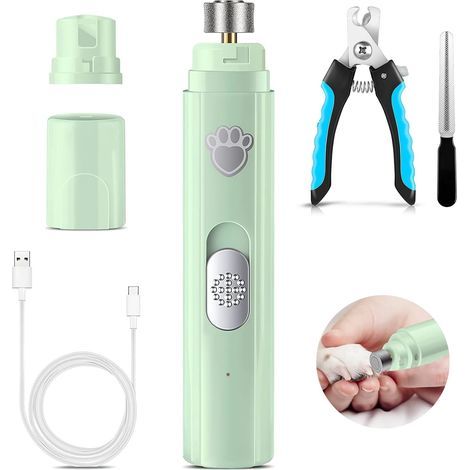 Professionnel Lime a Ongle Electrique Chien, Rechargeable Lime à Ongles pour Chien à Portable Silencieux, 2 Vitesses, Soins des Griffes pour Chiens et Chats de Petite et Moyenne Taille (1/5)