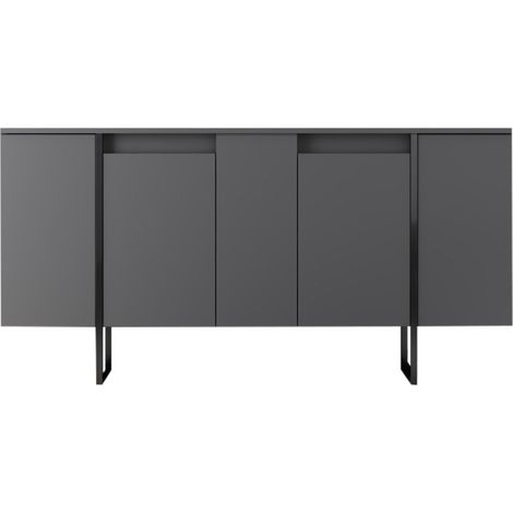 Buffet bas moderne bois et pieds métal noir Kandry 160cm (1/3)