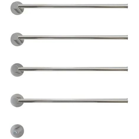 Sèche-serviettes électrique 4 barres en acier inoxydable 304, chauffe en 5 min, 50 °C, IP44, charge 15 kg, argenté (1/4)