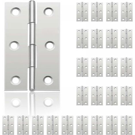 26 Stück kleine Scharniere für Türen, Edelstahlscharniere, DIY-Türscharniere für Schranktüren, Klavierscharniere, Schmuckschatullen, Wohnmöbel, Hardware, Schränke (44 mm 32 mm) (1/3)
