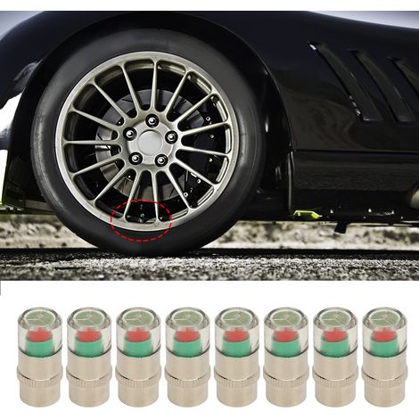 8 bouchons de pression de pneu, 35 PSI, 2,4 Bar, TPMS avec avertissement visuel à 3 couleurs. (1/5)