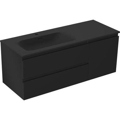 Mexen Orio Badezimmerschrank 120 cm mit Waschbecken Vela links, 2S, 1T, schwarz matt - 91A13-12047-3-BBFFF71-W23L71 (1/5)