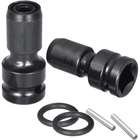 2 Pieces Socket Adapters 1/2" Square to 1/4" Hex Ratchet Socket, Ratchet Wrench and Screwdriver Bit Holder, Quick Release Chuck for Power and Impact Tools (1/4)