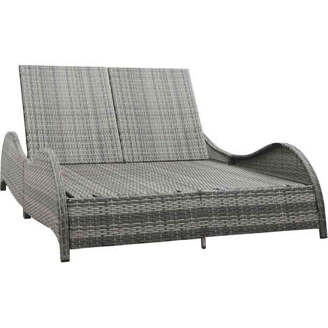 vidaXL Chaise longue double avec coussin Résine tressée Anthracite (1/5)