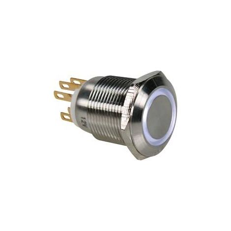 PULSADOR DE ACERO INOXIDABLE - SPDT 1NA 1NC - ANILLO BLANCO - 19 mm (1/2)