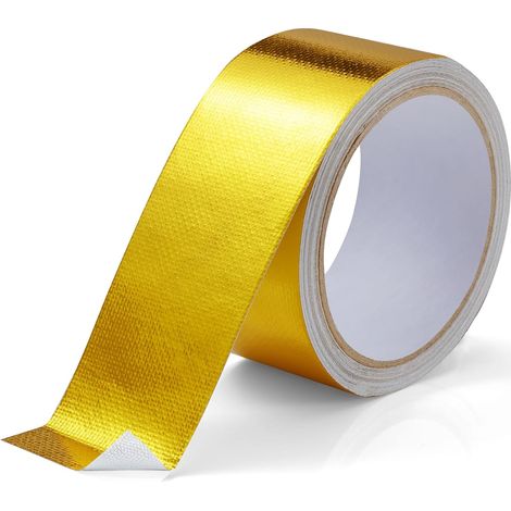 Aluminium Foil Sealing Tape, Metallic Gold Fiberglass Sealing Tape for Hose and Car Use 2 in x 4.6 m (1/5)