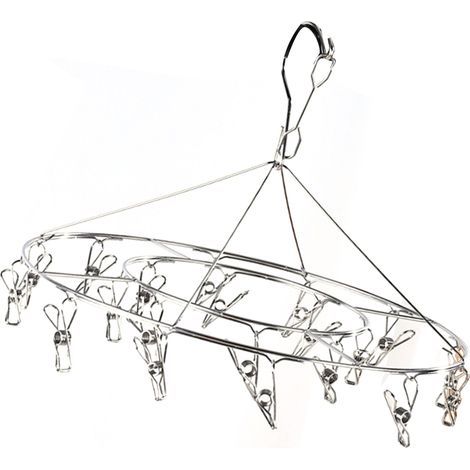 Wäschetrockner aus Edelstahl, Wäscheständer mit mehreren Clips, runder, schlaufenfreier Ständer für Unterwäsche, Socken und Mützen (1/5)