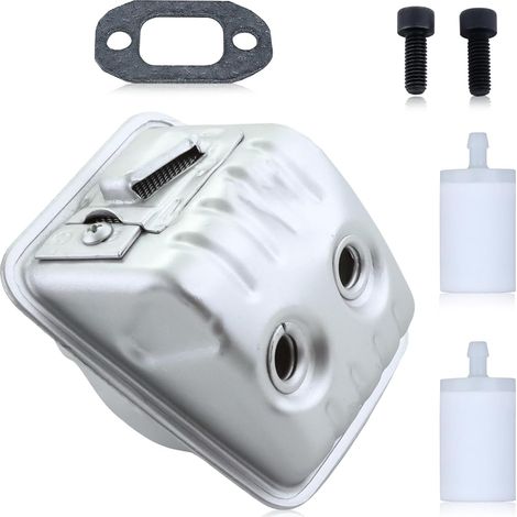 Kit de silencieux d'échappement avec vis pour Husqvarna 445 450 445E 450E Tronçonneuse Remplace 544147702 525862101 537437901 (1/5)