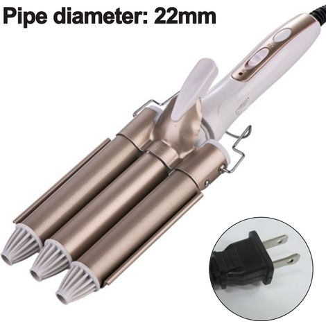Big Wave Curling Iron - Tourmaline Ceramic - 22 mm 25 mm - For Long Short Hair - 3-Barrel - 45 W - 170 °C 220 °C - 1 Piece (1/5)