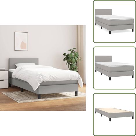 Boxspringbett mit Matratze Hellgrau 90x200 cm Stoff - Boxspringbett - Doppelbett - Bettenrahmen - Schlafsystem - Hellgraues Bett (1/5)