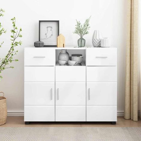 Sideboard High gloss white 88.5 x 30.5 x 73 cm Engineered wood vidaXL (1/5)