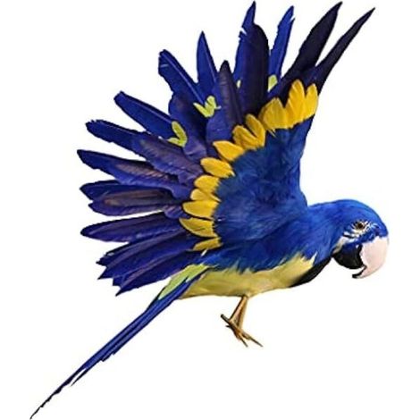 GDHZS-artificiel Plumes Figurine en Plastique Paysage Ornement Jardin Décor Bricolage Halloween, Perroquet bleu