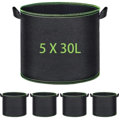 Sac de Plantation, 5 X 30l Sacs à Plantes Pot Geotextile, Sac Plantation Réutilisable pour Cultiver des Pommes de Terre et des Tomates dans Le Jardin (1/5)