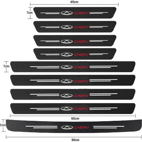 (9 pièces pour CHERY1) Seuil de porte de voiture pour Chery TIGGO 2 3 4 5 7 Pro 8 3X A1 QQ Arrizo,autocollants de pare-chocs de coffre en fibre de carbone,accessoires (1/3)