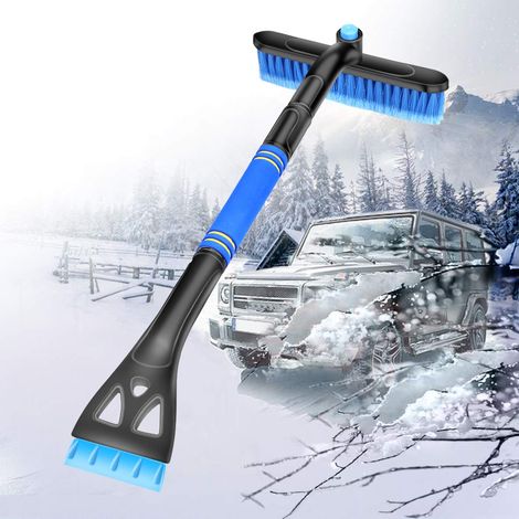 MINKUROW Auto-Eiskratzer 3-in-1-Schneekratzer, Eiskratzer, Schneebürste mit 360°-Bürstenkopf, großer multifunktionaler Peitschen-Eiskratzer für Autos, SUV, LKW, Windschutzscheiben (blau) (1/5)