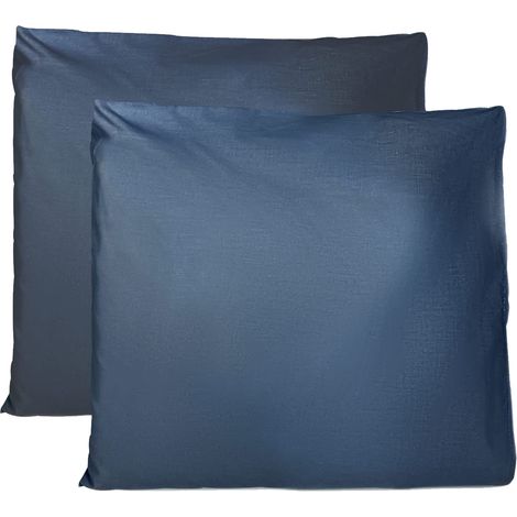 Taie Oreiller 100% Coton 65x65 CM Lot De 2, Taie d'oreiller Rectangulaire 100% Coton avec Fermeture - Bleu Marine (1/5)