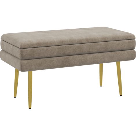 Sitzbank Polsterbank, mit Stauraum, Stahl, 79,5 cm x 37,5 cm x 43 cm, Beige