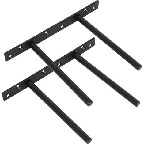 Set mit 2 unsichtbaren Wandregalhalterungen aus Metall für verdeckte Holzregale mit Wandbefestigung, mattschwarze Edelstahl-Oberfläche, 2 Stück
