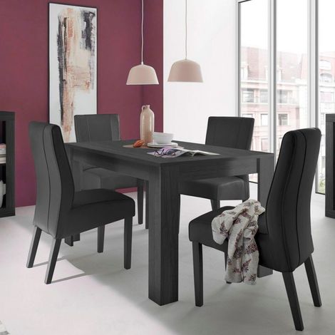 Mesa de comedor extensible negra de 90x137-185cm en madera Avant Rimini. (1/5)