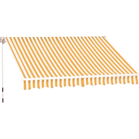 Manuell einziehbare Markise 295 x 245 cm, orange, 280 g/m² Polyestergewebe, Aluminiumrahmen, Neigungswinkel 45°–85°, Außenmarkise für Terrasse, Balkon, Hof