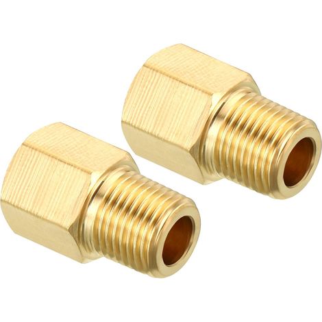 Laiton Tuyau Raccord Hex 1/8 NPT Mâle x 1/8 NPT Femelle 2pcs (1/5)