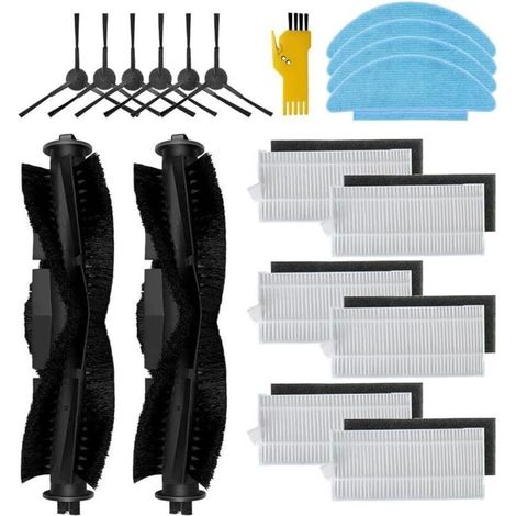 Accessory kit for Tikom L9000 robot vacuum cleaner. Replacement parts, 18 packs: 2 main brushes, 6 filters, 6 side brushes, 4 mop pads. (1/4)
