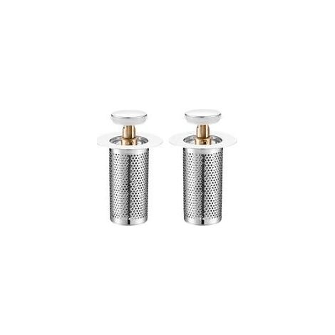 Filtro di scarico in acciaio inox a 2 pezzi, con colino retrattile per cucina, vasca da bagno e bagno. (1/5)