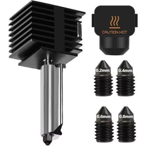 Bambu Lab A1/A1 Mini kit Hotend amovible Assemblage rapide, 0,2/0,4/0,6/0,8 buse en acier trempé à haut débit pièces de rechange pour imprimante 3D (0,2 + 0,4 + 0,6 + 0,8 mm) (1/4)