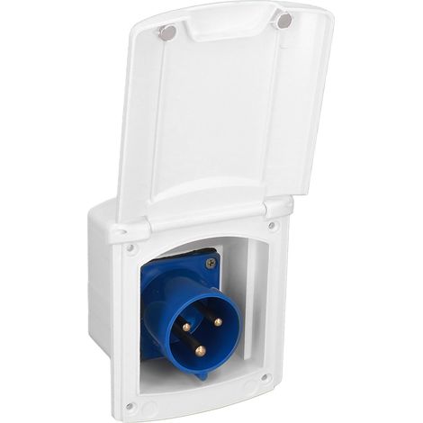 32-A-Steckdose (220–250 V) für Wohnmobile, 3-poliger Stecker, wasserdicht, Unterputzmontage, weiß (1/5)