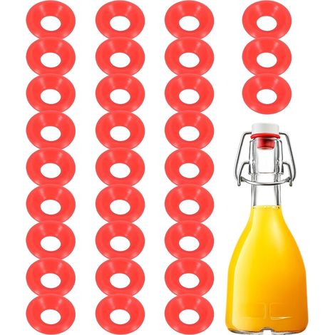 uxcell Silicone joint en caoutchouc rondelle, 30Pcs fuite de remplacement de la preuve pour les bouteilles de swing haut (1/5)