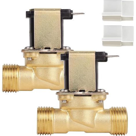 Lot de 2 Electrovanne 1/2" AC 230V Vanne Électromagnétique Électrique Électrovanne Magnétique en Laiton Électrovanne pour Le Contrôle de l'eau (1/5)