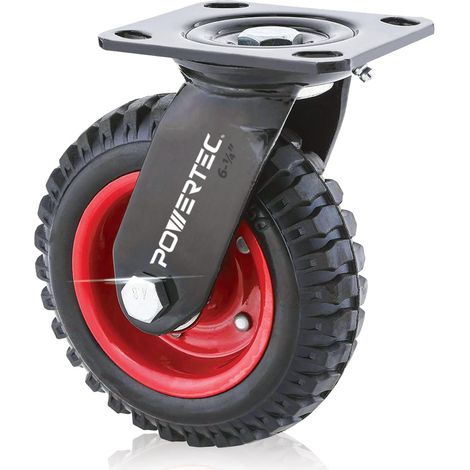 POWERTEC 17050 - Ruota girevole industriale resistente, 15,2 cm, colore: nero (1/4)