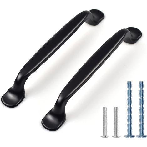 12 tiradores negros para cocina, muebles, armarios y cajones con tornillos de 2 tamaños, ideales para dormitorio, baño y armarios (96 mm) (1/5)