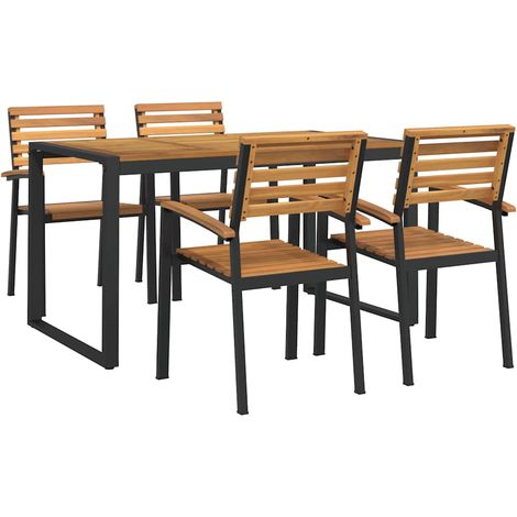 Maison Exclusive - Set Pranzo da Giardino 5 pz Legno Massello di Acacia e Metallo