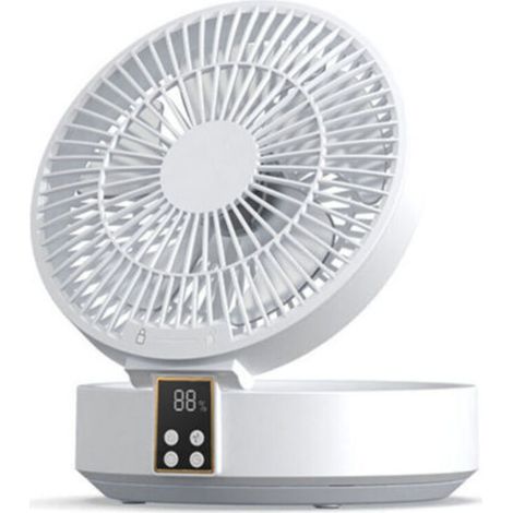 Ventilateur de Table USB Rechargeable Silencieux, 1000mAh Batterie, 120° Rotation, Télécommande, LED, 3 Vitesses