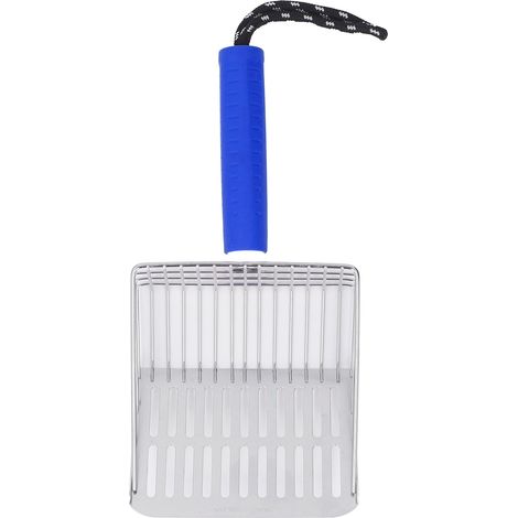 Toivize Cuillère à litière pour chat avec manche amovible en acier inoxydable 304, filtration rapide, idéale pour le nettoyage de la litière – couleur bleue (1/5)