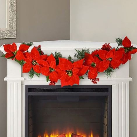 Guirlande De Noël Avec étoile De Noël 5 Fleurs Décorations Maison (1/2)