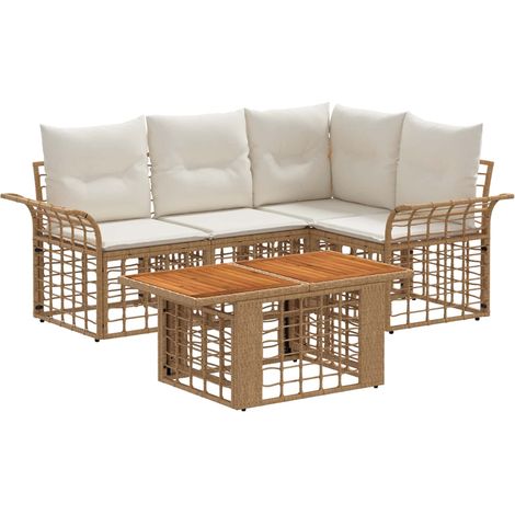 Ensemble de canapé de jardin 5 pc Blanc Naturel et Crème vidaXL (1/5)