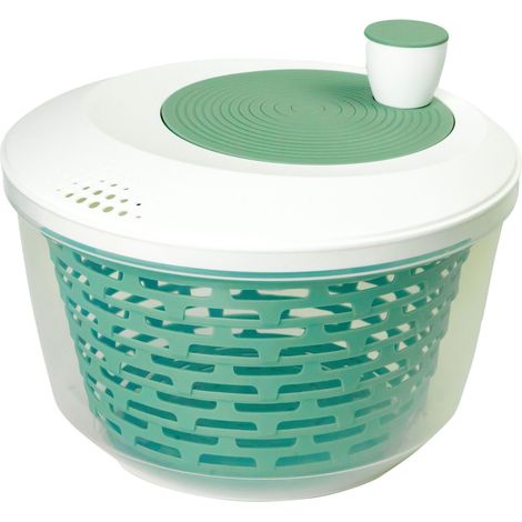 Westmark Centrifuga per Insalata, Capacità 4.4 Litri, Ø 23.5 cm, Plastica, Senza BPA, Spinderella, Colore Trasparente e Bianco e Verde Menta, 2430226M (1/5)