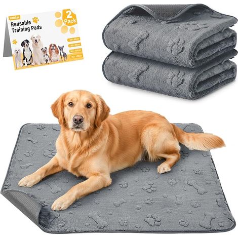 Washable Puppy Training Pads Dog Pee Mat Reusable Absorbent Waterproof Pet Bed Pads Non-Slip with Paws and Bone Design – 90 x 100 cm (1/5)