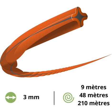Husqvarna – Fil de coupe professionnel Whisper Twist 3,0 mm x 48 m – Réduction des vibrations – Compatible débroussailleuses 2,5 à 3 CV