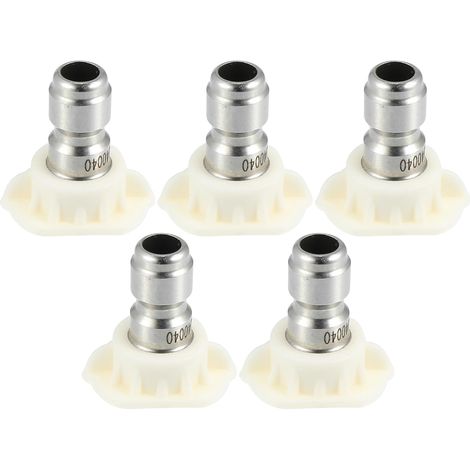 X AUTOHAUX Kit de 5 raccords buse pulvérisation pour nettoyeur haute pression, 40 degrés, blanc (1/5)