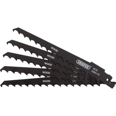 Reciprocating Saw Blades for Wood and Plastic Cutting, 150mm, 3tpi (Pack of 5) (43066) (1/2)