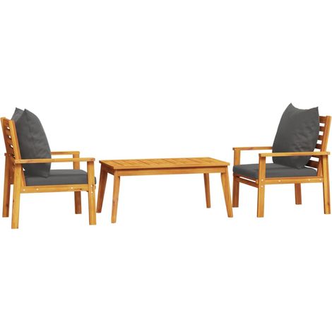 Maison Exclusive - Set Mobili da Giardino 3pz con Cuscini Legno Massello di Acacia
