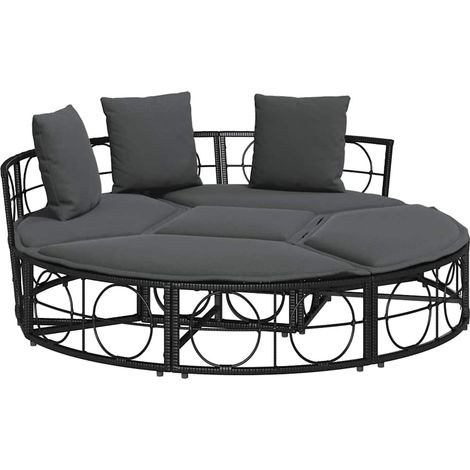 Maison Exclusive - Lettino Prendisole Esterno senza Tetto Nero in Polyrattan