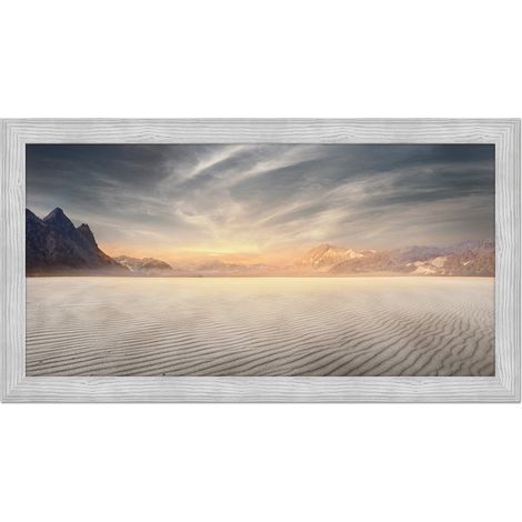 Lupia - Quadro moderno, per soggiorno camera da letto, con cornice BOSTON colore GREY, 60x110 cm, DESERT LANDSCAPE stampa su pannello in legno, stile paesaggio (1/4)