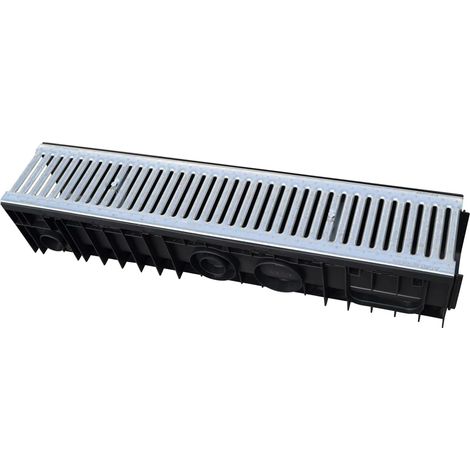 Caniveaux en polypropylène avec grille en acier galvanisé - Dimensions intérieures : 150 x 150 mm, Dimensions extérieures : 200 x 200 mm, Classe A15 - Drainage optimal (1/4)