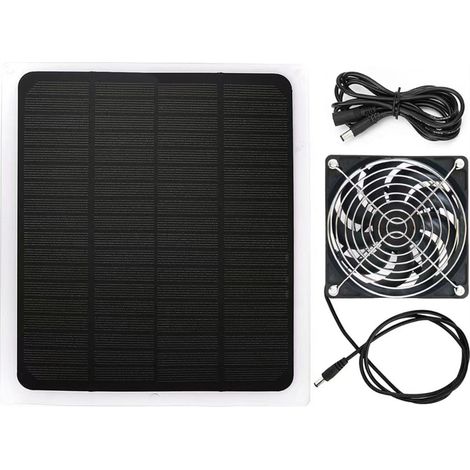 20W 12V monokristalliner Silizium-Solar-Abluftventilator, 12cm Mini-Lüfter für Hundehütten, Gewächshäuser, Wandern, Klettern, Camping, Picknicks im Freien (1/5)