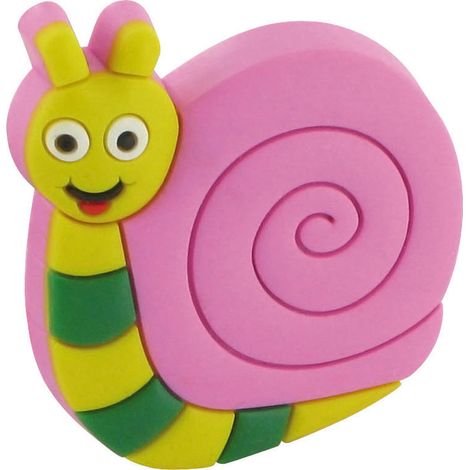Bouton escargot - Section : 44 x 48 mm - Hauteur : 24 mm - Décor : Rose / Vert / Jaune - Matériau : Gomme - SIRO (1/3)